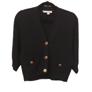 Vintage St. John Cardigan Black Button Up V Neck